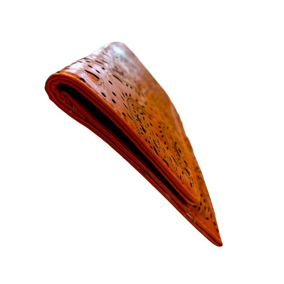 Long‎ Orange Paisley Print Clutch HandBag - Picture 6 of 8